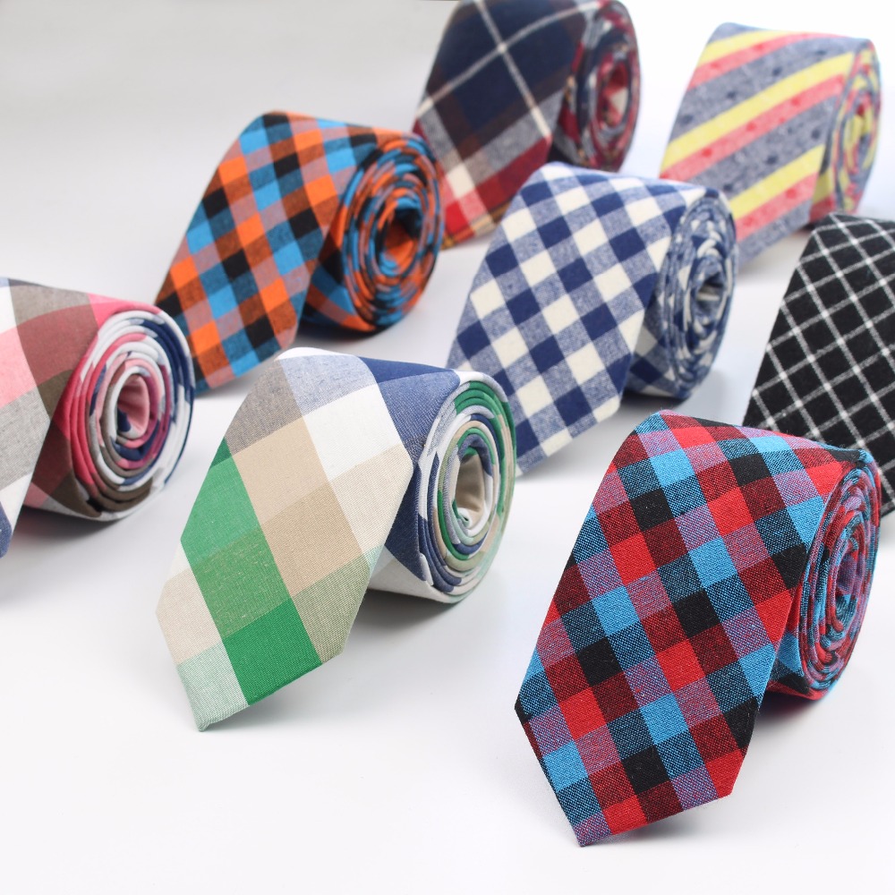 Skinny Tie Men - Mode cravate classique hommes Plaid cravate