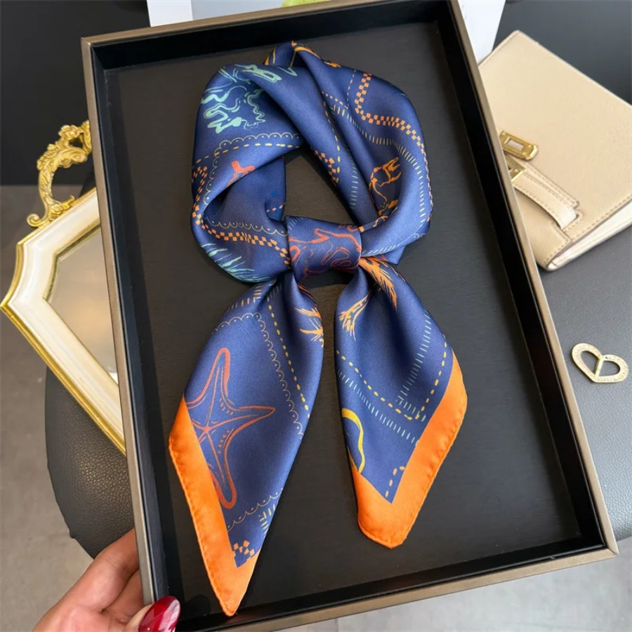 Bandana Cotton - Foulard carré en soie imprimé bleu